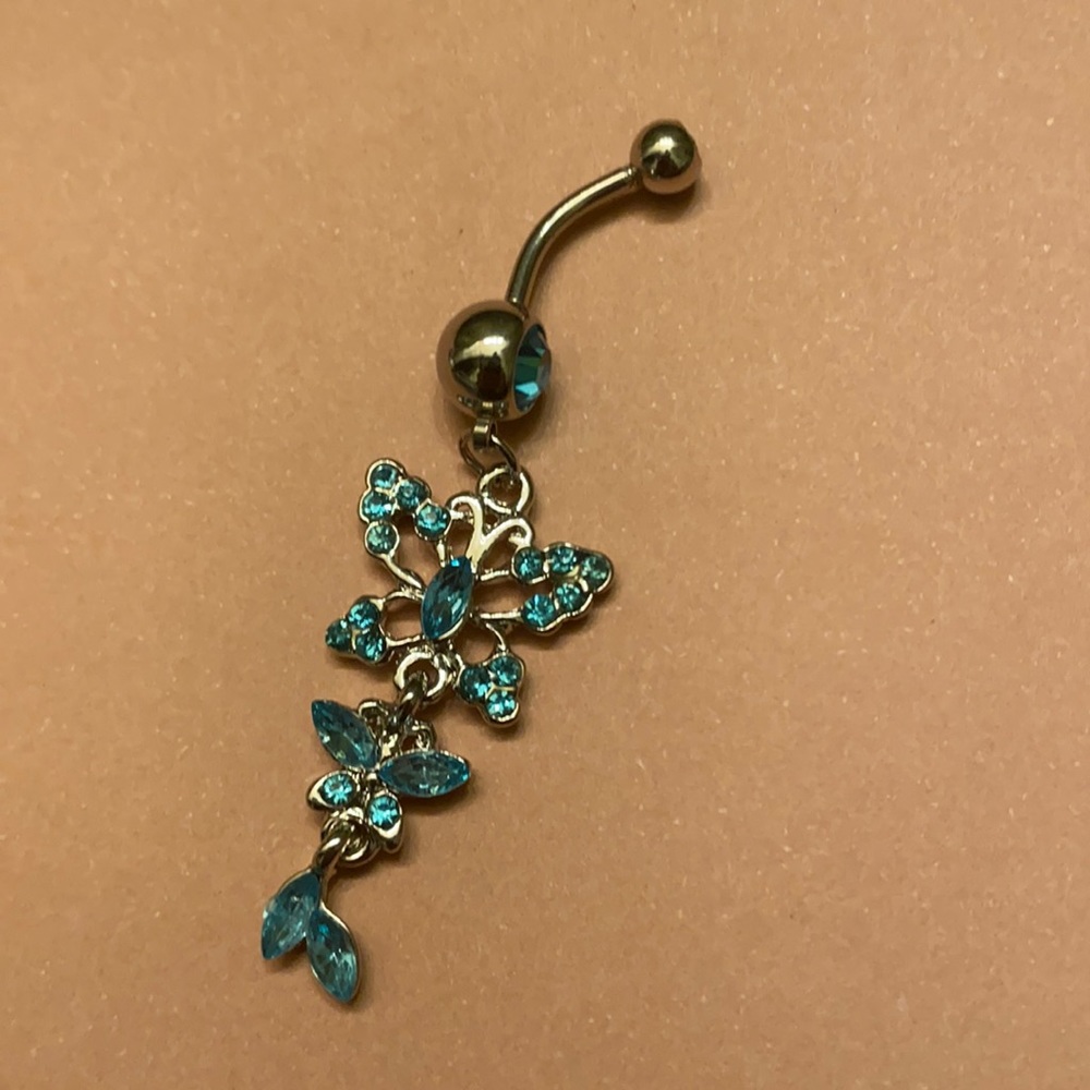 Blue butterfly body jewelry